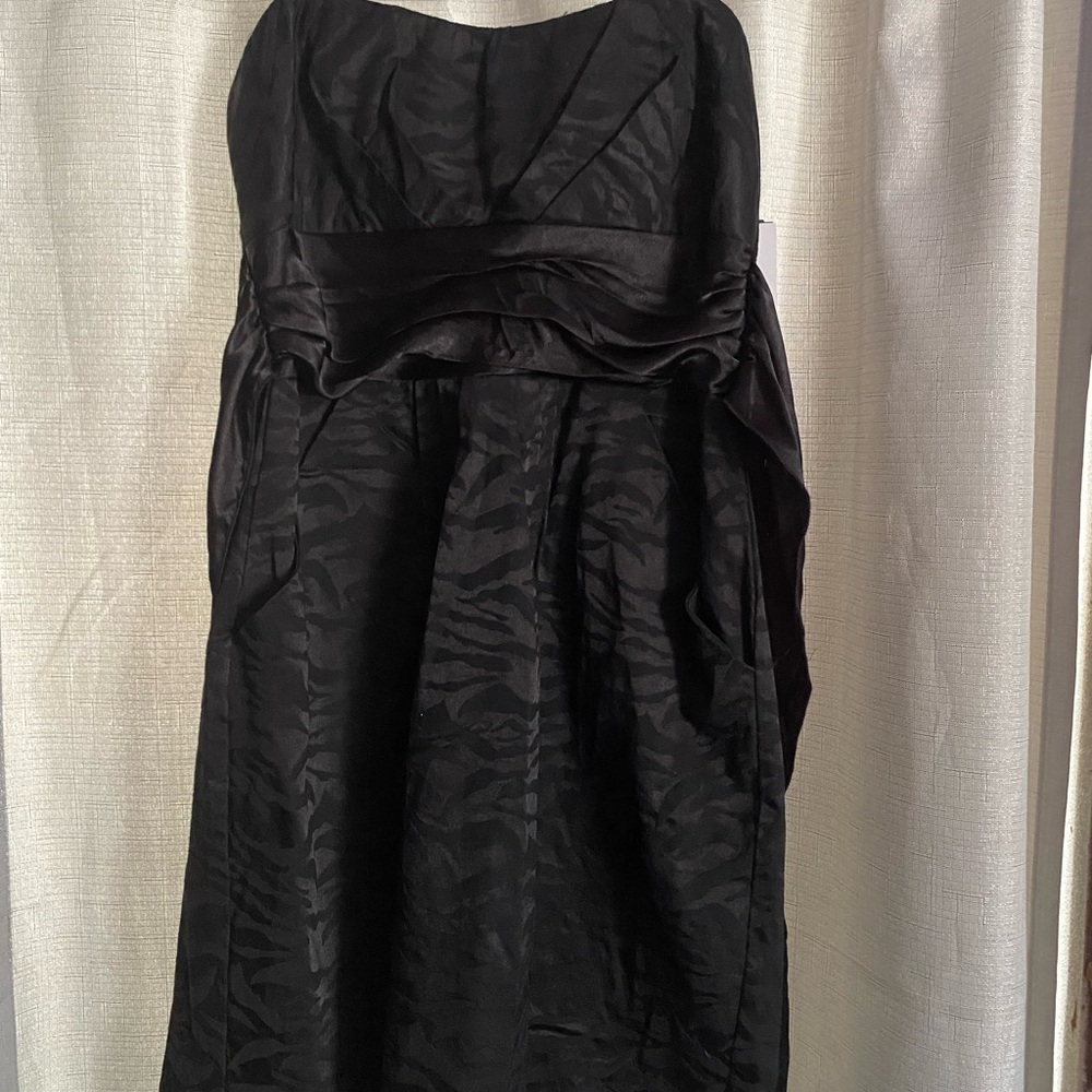 NWT WINDSOR Strapless Black Satin Evening Dress 11  with Pockets